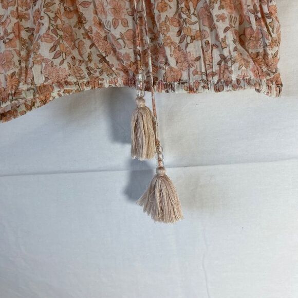 LoveShackFancy Dorin Cropped Woven Cotton Raw Hem Crop Top Sz L - Picture 5 of 8